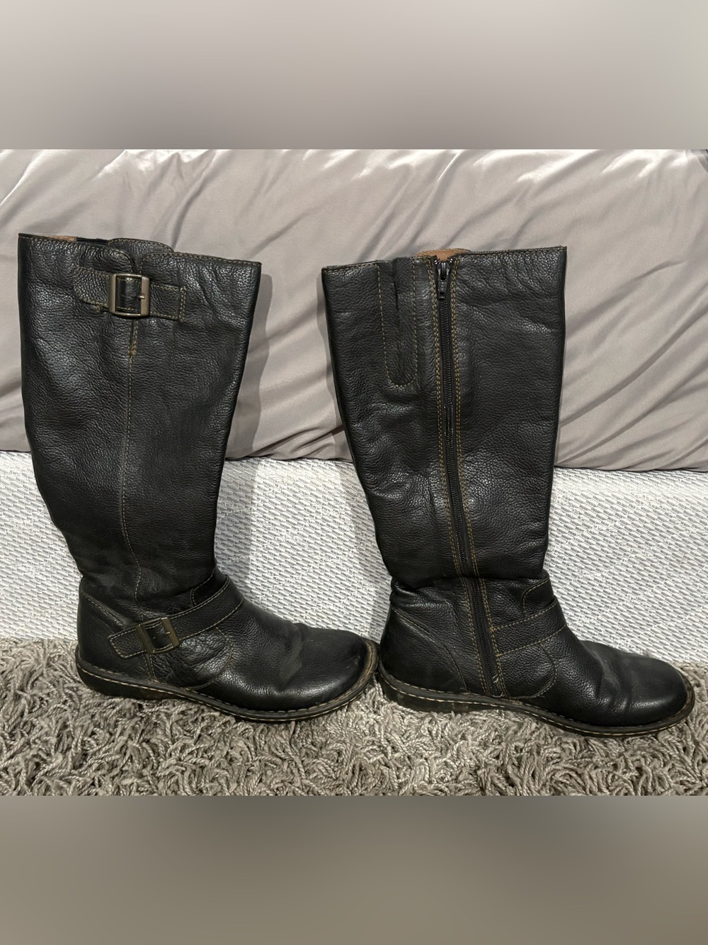 Bjorndal Black Leather Knee-High Riding Boots